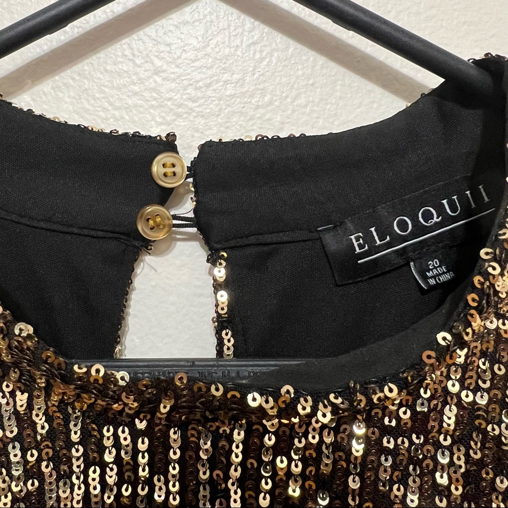 Eloquii Mock Neck Sequin Dress With Puff Sleeve - Picture 7 of 7
